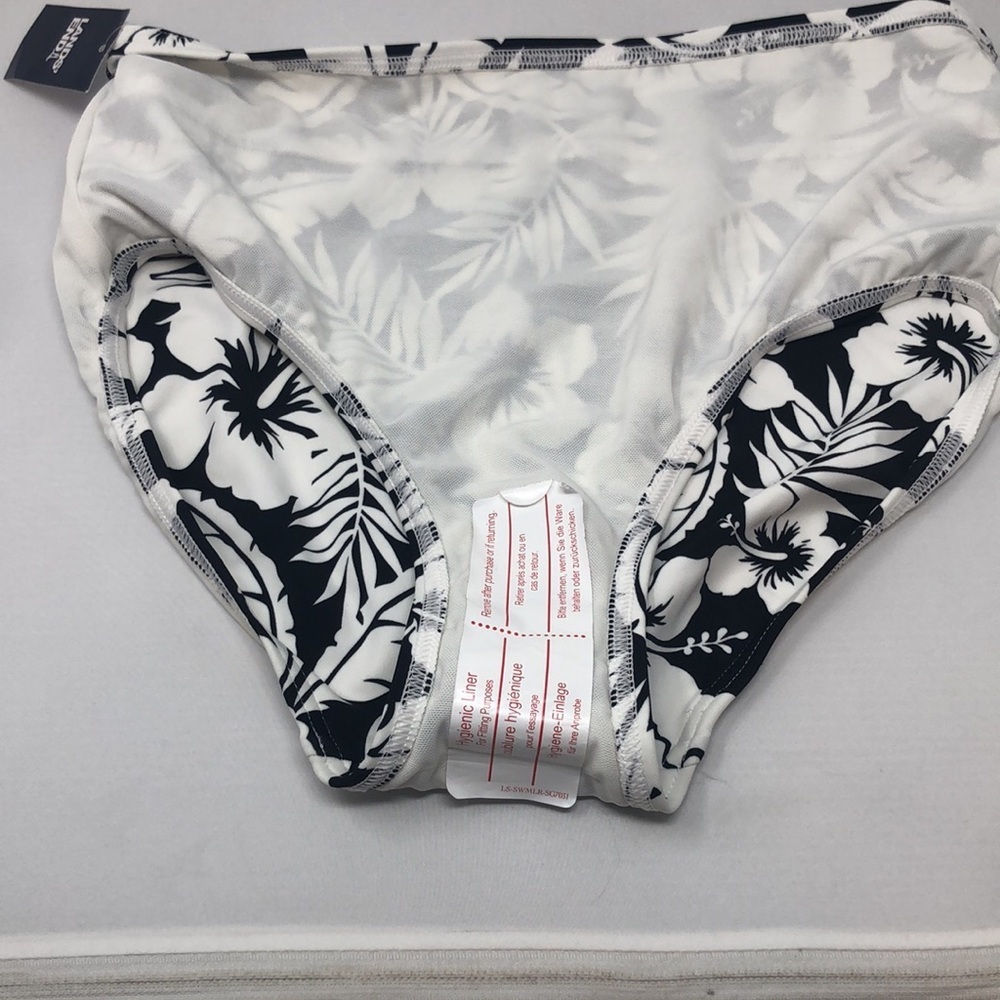 NWT Lands' End Tankini Set Size XS (2-4) Black White Floral Tummy Control - Picture 12 of 14